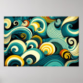 Abstracte kleurrijke Retro 70s Hippie Waves Artwor Poster (Voorkant)