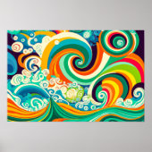 Abstracte kleurrijke Retro 70s Hippie Waves Artwor Poster (Voorkant)