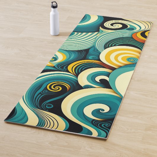 Abstracte kleurrijke Retro 70s Hippie Waves Artwor Yogamat (In situ)