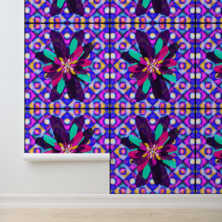 Abstracte kleurrijke Retro Florale Mandala Kunst Behang