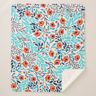 Abstracte Kleurrijke Rozen:  Bloemen Sherpa Deken