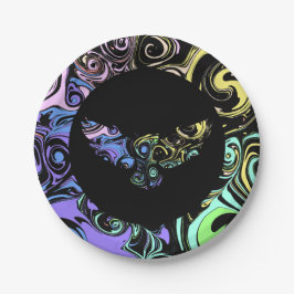 Abstracte kleurrijke spiralen papieren bordje