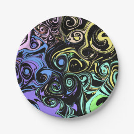 Abstracte kleurrijke spiralen papieren bordje