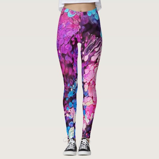 Abstracte Kleurrijke Splatter Paint Regenboog Vers Leggings (Voorkant)
