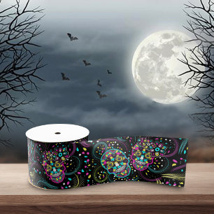 Abstracte kleurrijke Spooky Skulls Halloween Lint