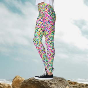 Abstracte Kleurrijke Stippen Waterverf Paint Patte Leggings