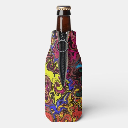Abstracte kleurrijke strijders / flesjeskoeler (Fles Achterkant)