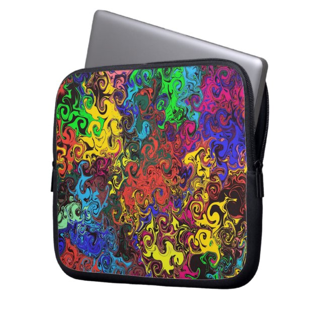 Abstracte kleurrijke strijders / laptop sleeve (Voorkant Links)