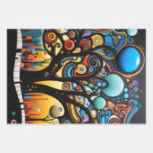Abstracte Kleurrijke Swirl Tree Landscape Natuur Inpakpapier Vel (Voorkant 3)