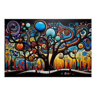 Abstracte Kleurrijke Swirl Tree Landscape Natuur Perfect Poster