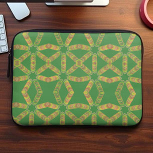Abstracte kleurrijke Symetrische Starburst aards g Laptop Sleeve