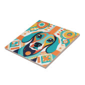 Abstracte kleurrijke teckel kunst tegeltje (Zijkant)