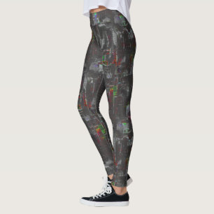 Abstracte kleurrijke tekening in donkere nacht ond leggings