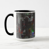 Abstracte kleurrijke tekening in donkere nacht ond mok (Links)