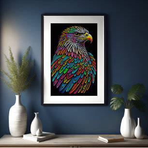 Abstracte Kleurrijke Tekening van Een Adelaar 2:3 Poster