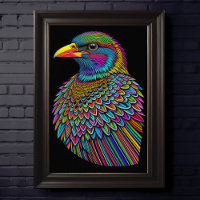 Abstracte Kleurrijke Tekening van een Vogel 2:3