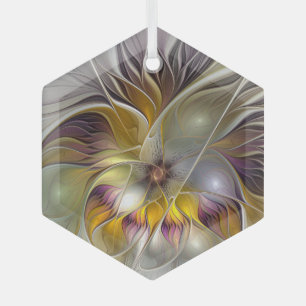 Abstracte kleurrijke ventilator Moderne fractale h Glas Ornament