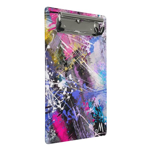 Abstracte kleurrijke verf mini klembord (Schuin)