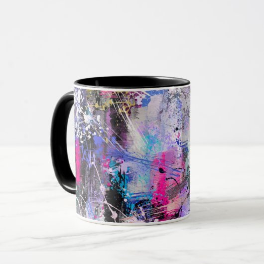 Abstracte kleurrijke verf mok (Voorkant links)