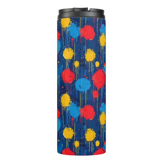 Abstracte kleurrijke verf Spletters Thermosbeker (Achterkant)