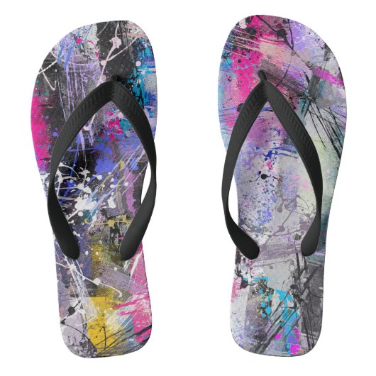 Abstracte kleurrijke verf teenslippers (Voetbed)