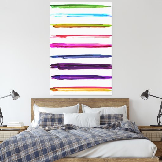 Abstracte kleurrijke verfpenseelstreken canvas afdruk (Insitu (Slaapkamer))