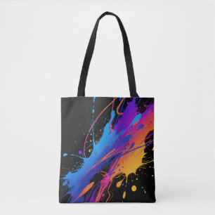 Abstracte kleurrijke verfspetterachtergrond draagtas