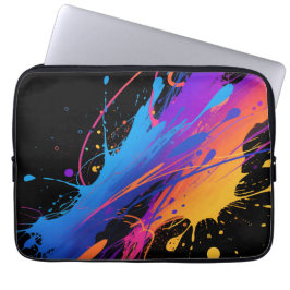 Abstracte kleurrijke verfspetterachtergrond laptop sleeve