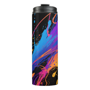 Abstracte kleurrijke verfspetterachtergrond thermosbeker