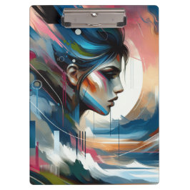 Abstracte kleurrijke vrouw gezicht muurdecoratie p klembord