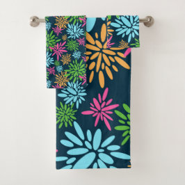 Abstracte Kleurrijke Vuurwerkbloemen Handdoek