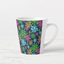 Abstracte Kleurrijke Vuurwerkbloemen Latte Mok