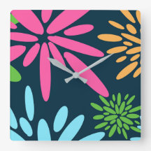 Abstracte Kleurrijke Vuurwerkbloemen Muurklok