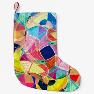 Abstracte kleurrijke waterverf, fantastische achte kleine kerstsok