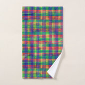 Abstracte kleurrijke Waterverf Plaid Pattern Bad Handdoek (Handdoek)