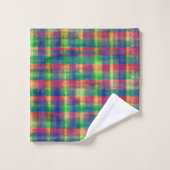 Abstracte kleurrijke Waterverf Plaid Pattern Bad Handdoek (Wasdoekje)
