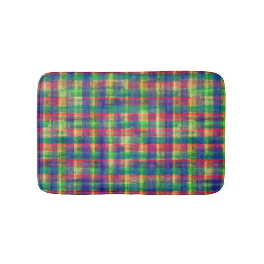 Abstracte kleurrijke Waterverf Plaid Pattern Badmat (Voorkant)