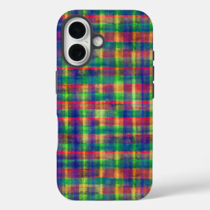 Abstracte kleurrijke Waterverf Plaid Pattern iPhone 16 Hoesje