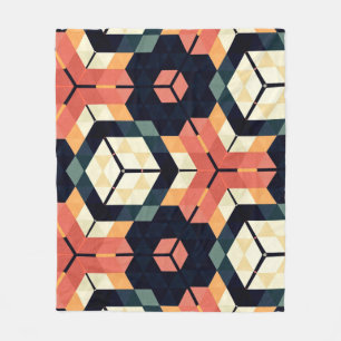Abstracte, kleurrijke zeshoek, vierkante geometris fleece deken