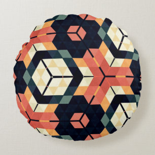 Abstracte, kleurrijke zeshoek, vierkante geometris rond kussen