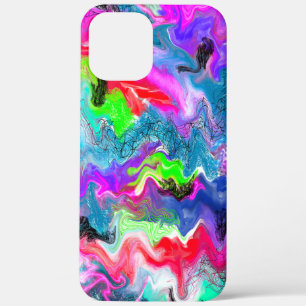 Abstracte kleurrijke zweepjes met marmer Fluid Art iPhone 12 Pro Max Hoesje