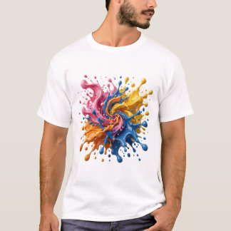 Abstracte kleurspat verfexplosie moderne kunst t-shirt
