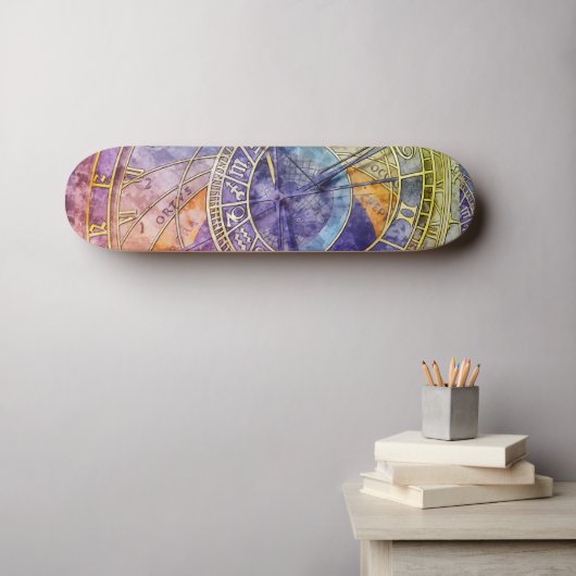 Abstracte kleurtijdastrologie skateboard (Muurkunst (Horizontaal))