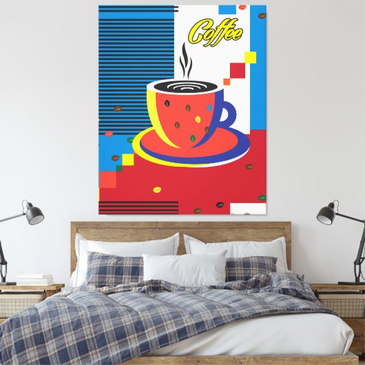 Abstracte Koffiebeker Trendy hedendaagse kunst Canvas Afdruk (Insitu (Slaapkamer))