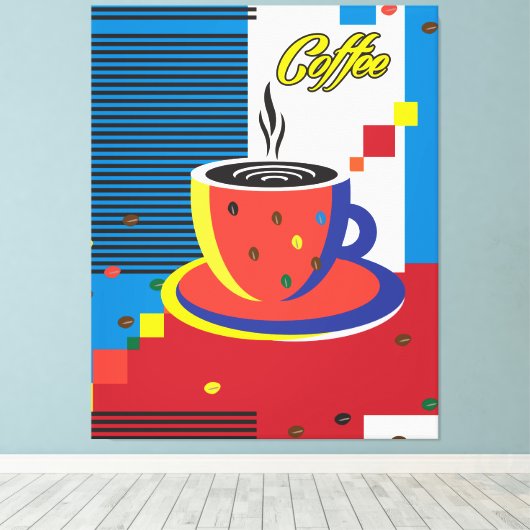 Abstracte Koffiebeker Trendy hedendaagse kunst Canvas Afdruk (Insitu (Houten vloer))