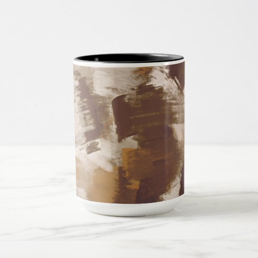 Abstracte Koffiekleuren verf lijnen Mok (Midden)