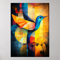 Abstracte Kolibrie Kunst - Geometrische Vogel