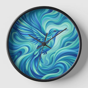 Abstracte Kolibrie Oceaanblauwe Kunstklokken