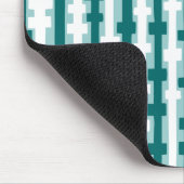 Abstracte kolommen - groen en wit op lichtblauw gr muismat (Hoek)