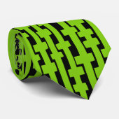 Abstracte kolommen - Martian Green over zwart Stropdas (Opgerold)